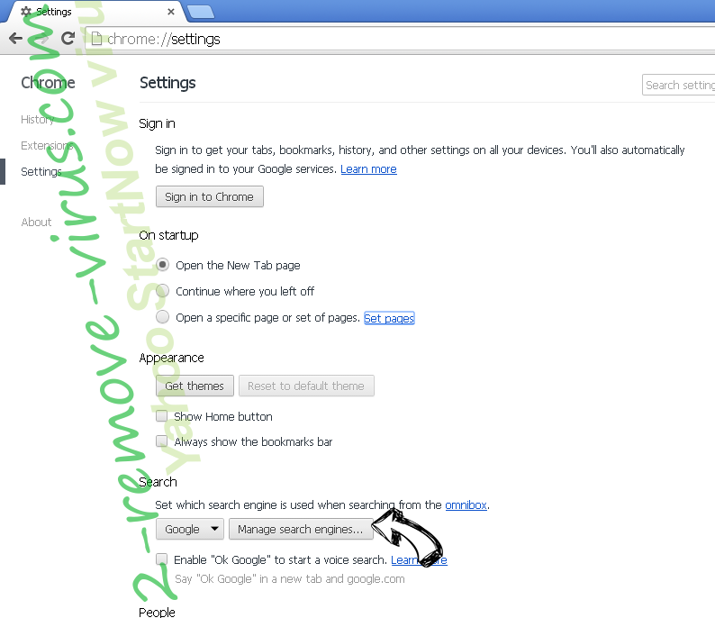 Page-ups.com Redirect Virus Chrome extensions disable