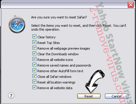 Yahoo StartNow virus Safari reset