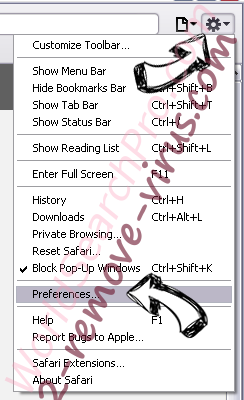 Locky File Virus Safari menu