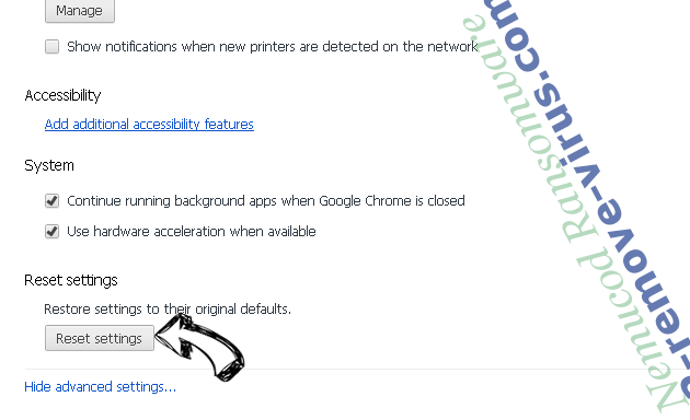 Renew Search Adware Chrome advanced menu