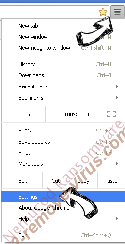 Search.bakinu.com Chrome menu