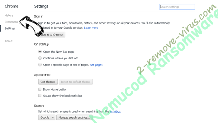 Nemucod Ransomware Chrome settings