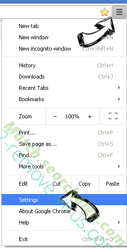 Searchytdau.com Chrome menu