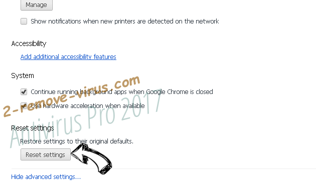 Antivirus Pro 2017 Chrome advanced menu