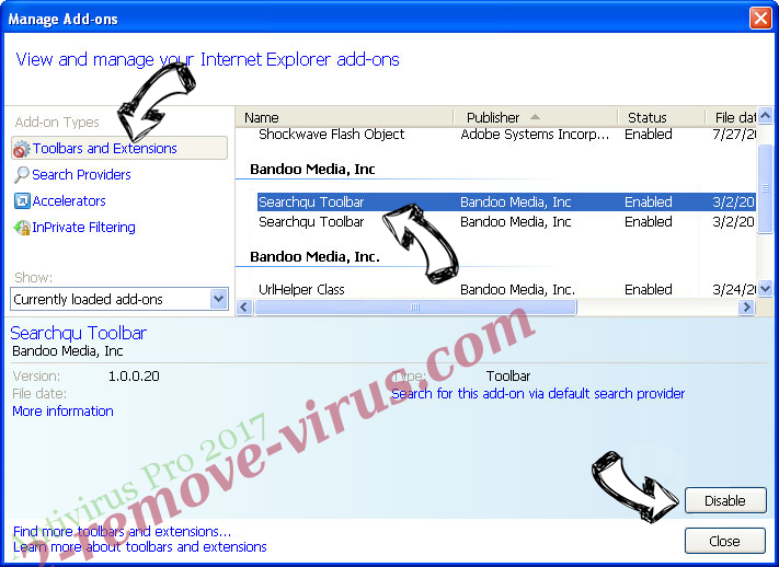 LoveSearchWeb.com Virus IE toolbars and extensions