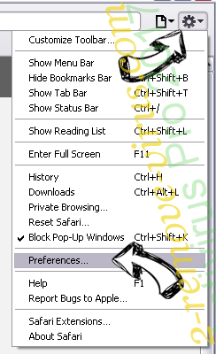 LoveSearchWeb.com Virus Safari menu