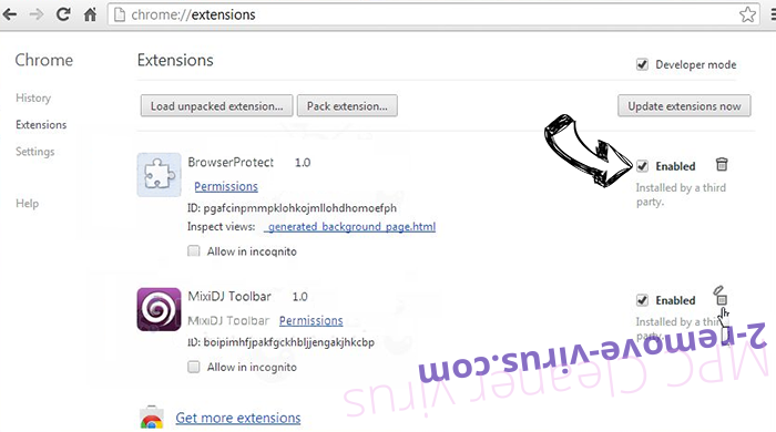 MPC Cleaner virus Chrome extensions disable