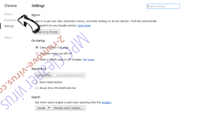 Untabs Virus Chrome settings