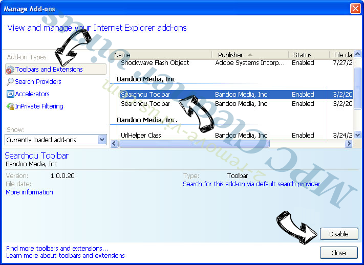 MPC Cleaner virus IE toolbars and extensions