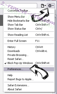 Csrssf.exe Safari menu