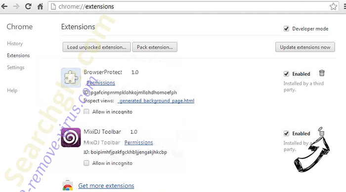 Searchgle.com Chrome extensions remove