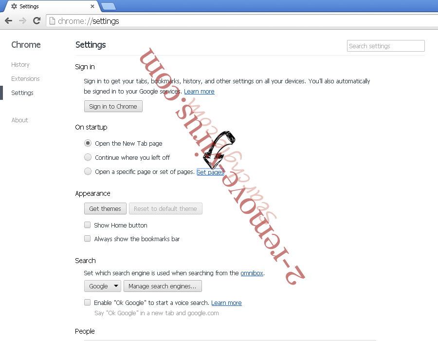 SocialNewPage Chrome settings