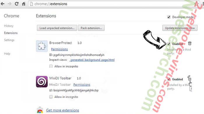 PowerfulSearch.net Chrome extensions disable