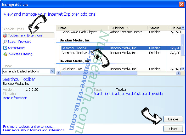 Search.friendlysocket.com IE toolbars and extensions