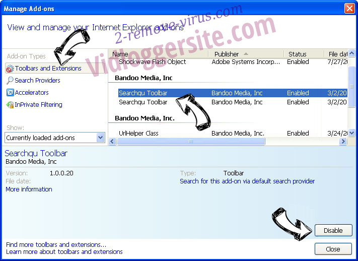 Tech Support Scam virus IE toolbars and extensions