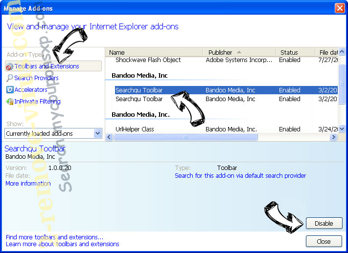 Loadstart.biz Redirect IE toolbars and extensions