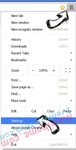 Search.funtvtabsearch.com Chrome menu
