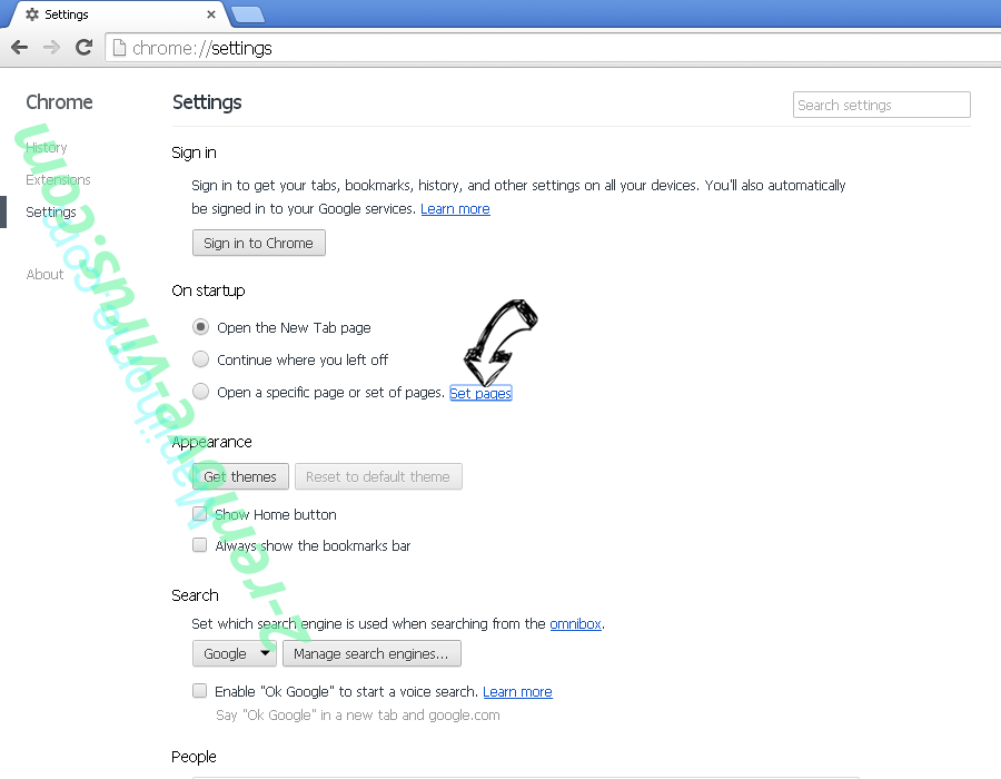 Secure Search Virus Chrome settings