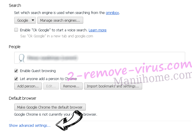 Secure Search Virus Chrome settings more