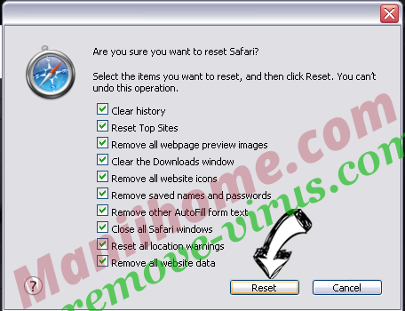 Aga ransomware Safari reset