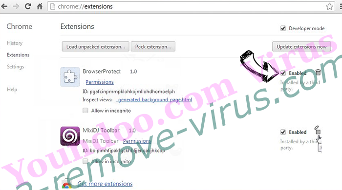 Youndoo.com Virus Chrome extensions disable