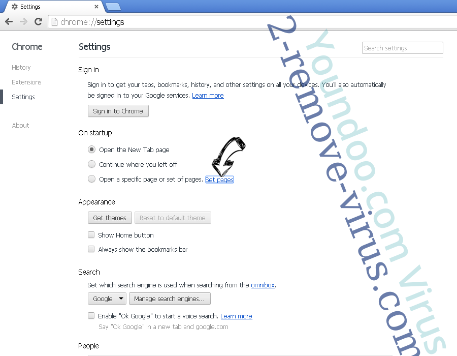 Youndoo.com Virus Chrome settings