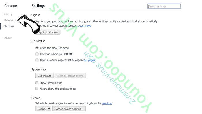 Youndoo.com Virus Chrome settings