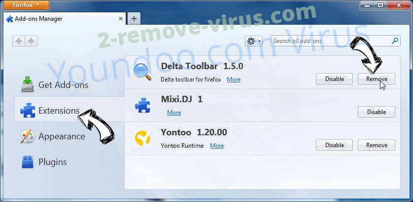 Youndoo.com Virus Firefox extensions
