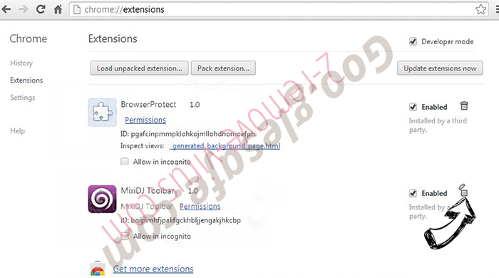 Pushcleantools.com Chrome extensions remove