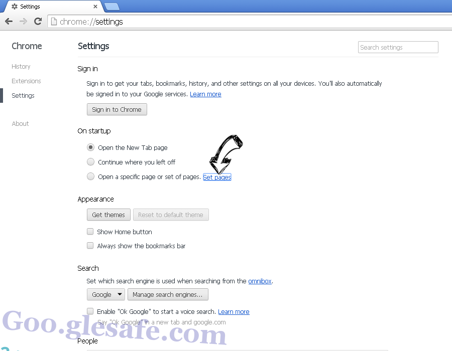 Alpha Shoppers Virus Chrome settings