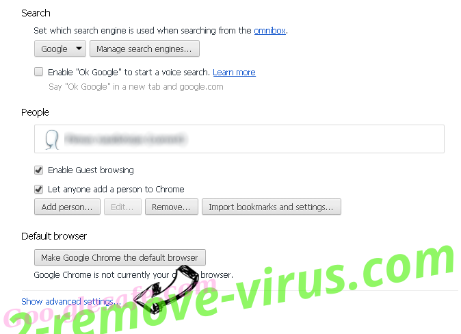 Alpha Shoppers Virus Chrome settings more