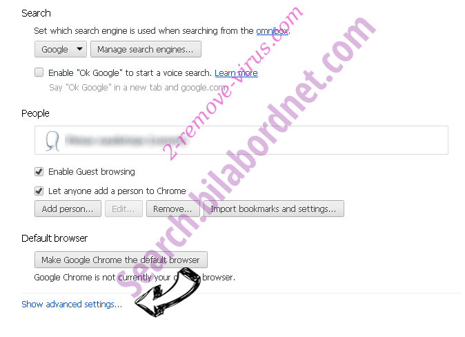 Search.searchreveal.com Chrome settings more