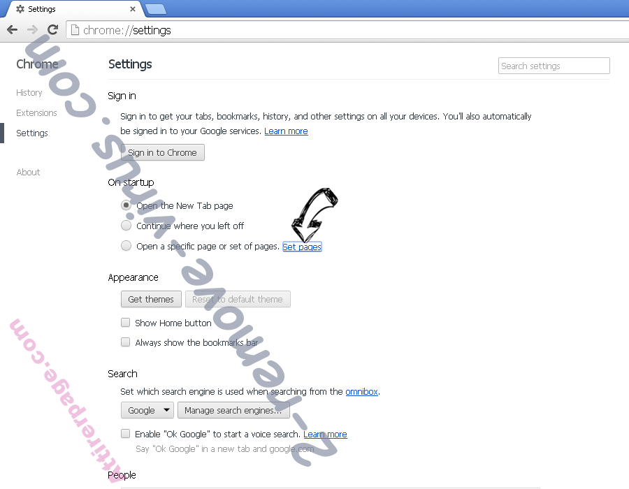 Search.funcybertabsearch.com verwijderen Chrome settings