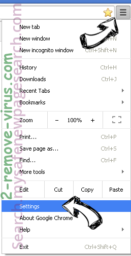 Search.mysafenewpagesearch.com Chrome menu