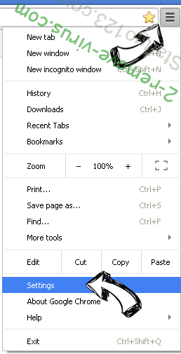 Startgo123.com Chrome menu