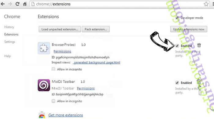 Search.djinst.com Chrome extensions disable