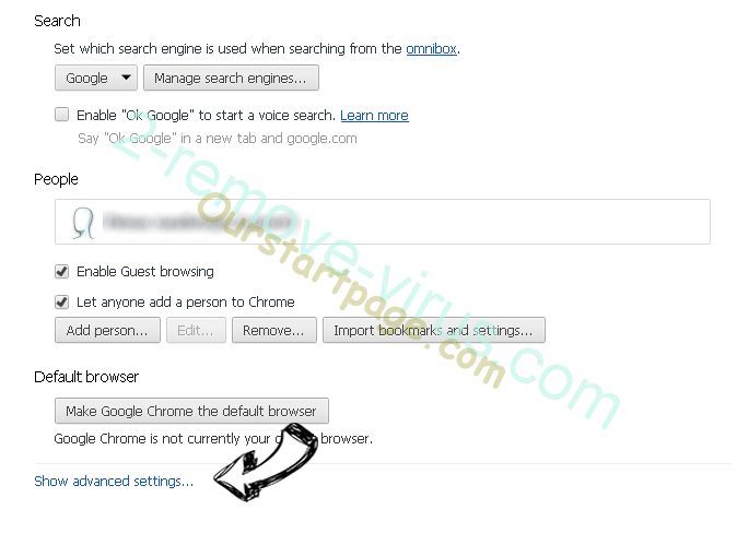 Huntquery.com - comment faire pour supprimer? Chrome settings more