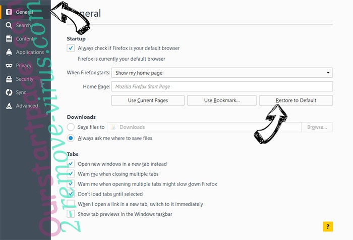 Ourstartpage.com Firefox reset confirm
