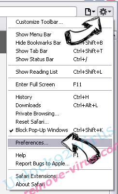 Unlock92 Virus Safari menu