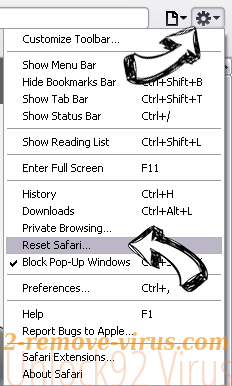 Vosteran Safari reset menu