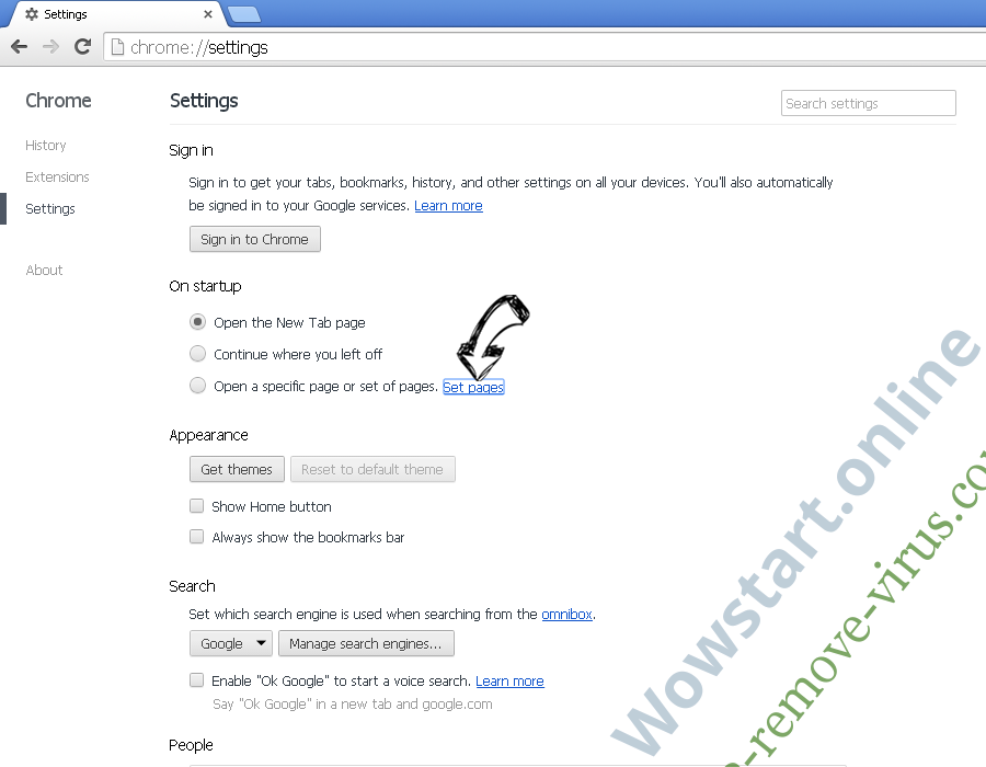 Othersearch virus Chrome settings