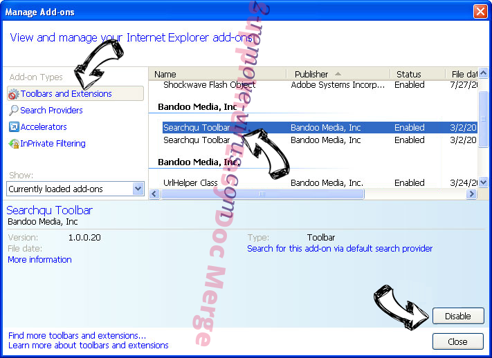 Storm Search virus IE toolbars and extensions