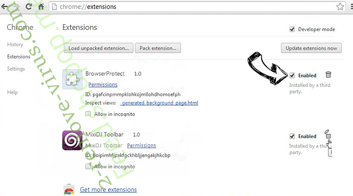 Mbrowser.co Chrome extensions disable
