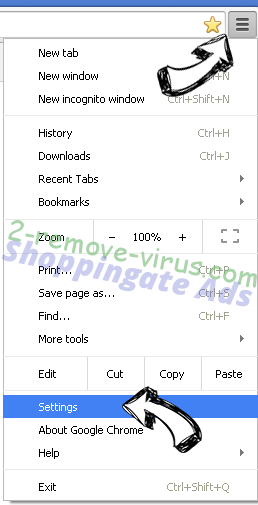 Baby Setup virus Chrome menu