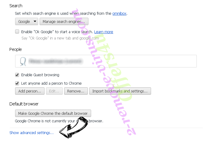 ESearch Browser Hijacker Chrome settings more