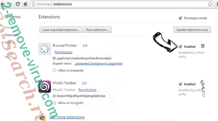PopStop Search Virus Chrome extensions disable