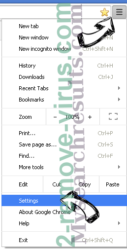 Mysearchresults.com Chrome menu