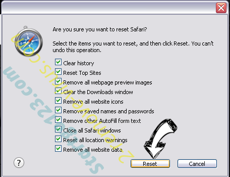 Search.safefinder.com Safari reset