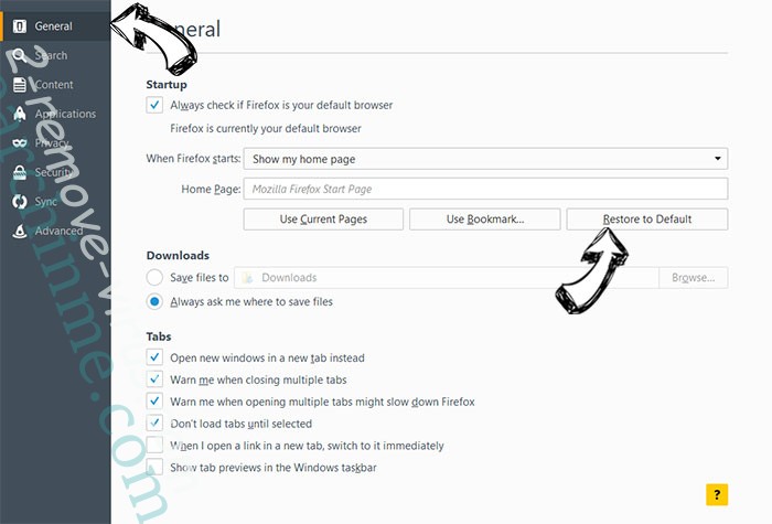 Entfernen Instant Email App Firefox reset confirm