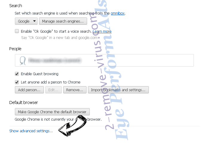 Webssearches.com Chrome settings more